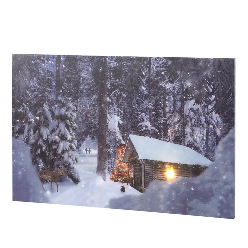 Tela Luminosa 1 LED 40 Fibre Ottiche 60x40 Baita Innevata