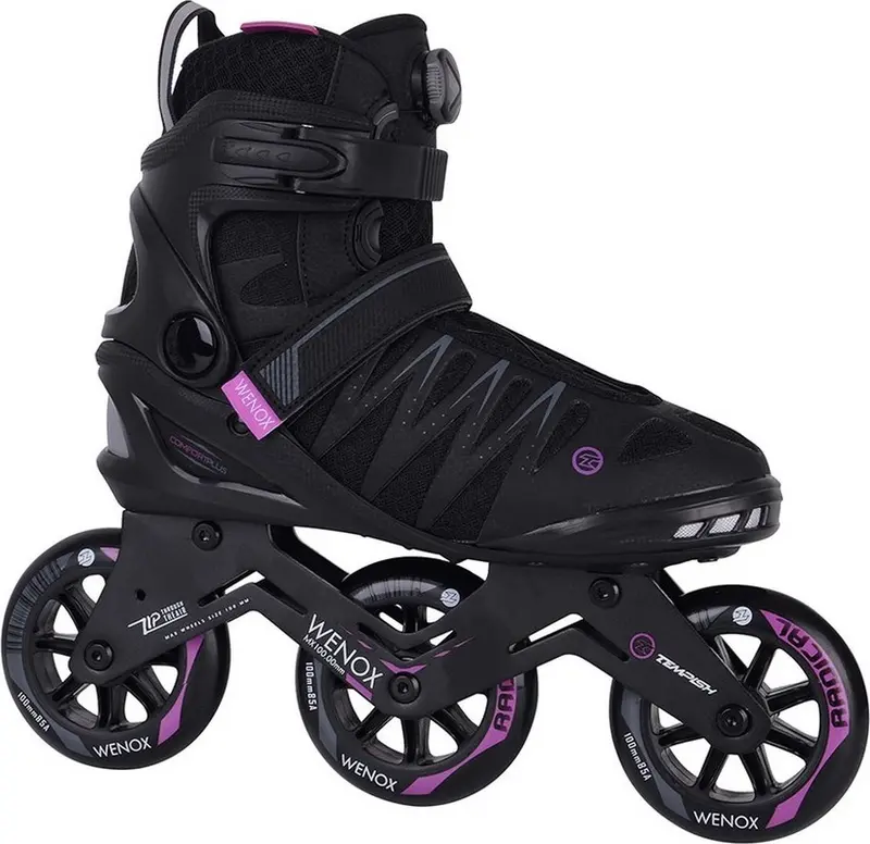 Tempish wenox top 100 dames skeelers - 4x100mm wielen - speed fitness inline skates - zwart roze - maat 38