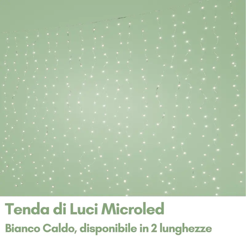 Tenda Decorativa con Luci Microled Bianco Caldo