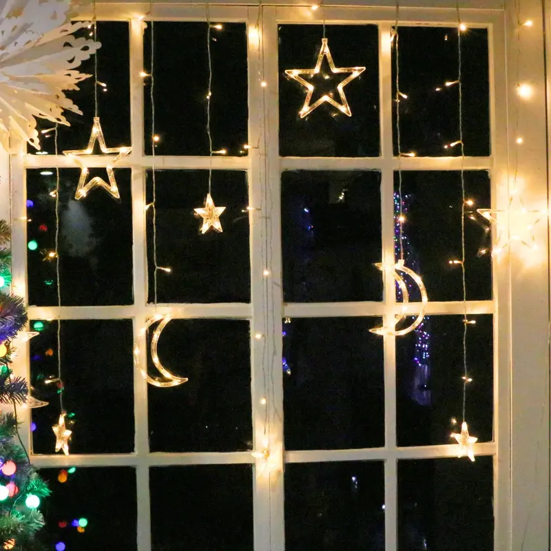 Tenda Luminosa con Stelle e Lune - Cascata luminosa Natale