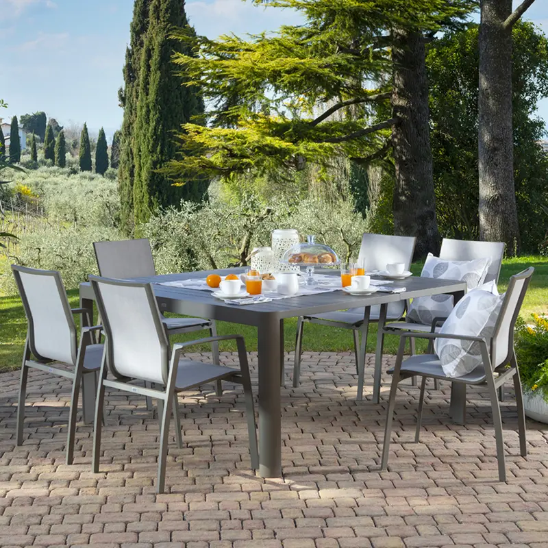 Tommy - Set pranzo da giardino 4/6 posti Antracite