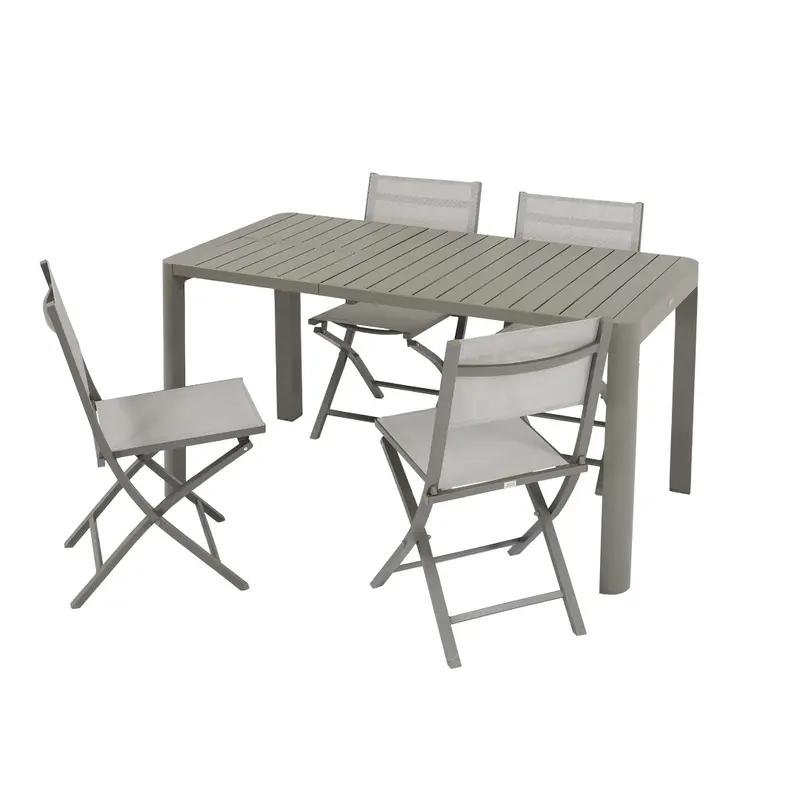 Tommy - Set pranzo da giardino 4/6 posti Taupè