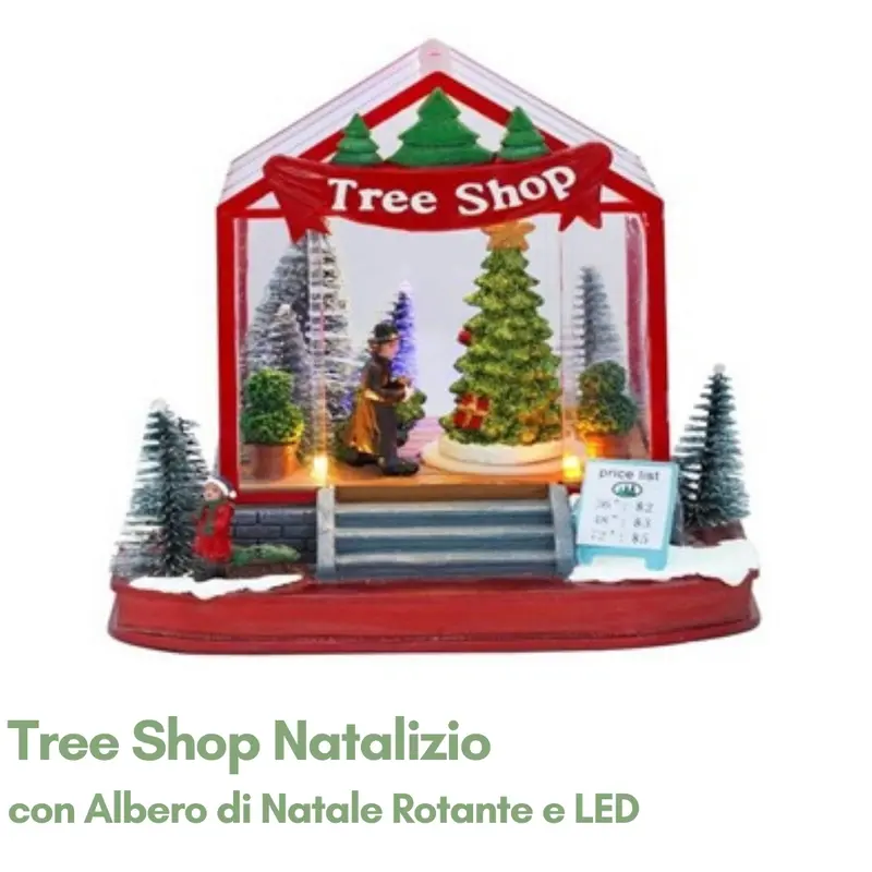 Tree Shop Natalizio con Albero di Natale Rotante e LED