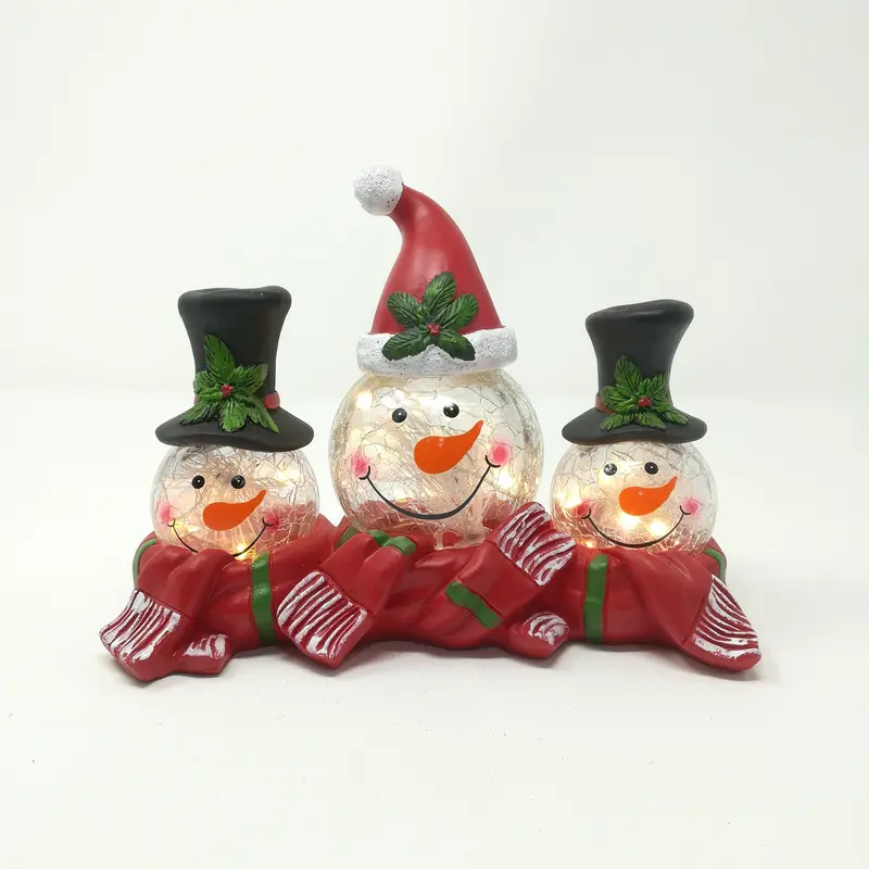Tris Teste Pupazzo di Neve con LED 23X10X15,5CM