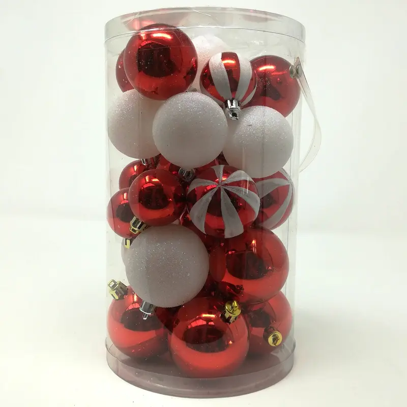 Tubo 30 Sfere Assortite Bianco-Rosso in plastica