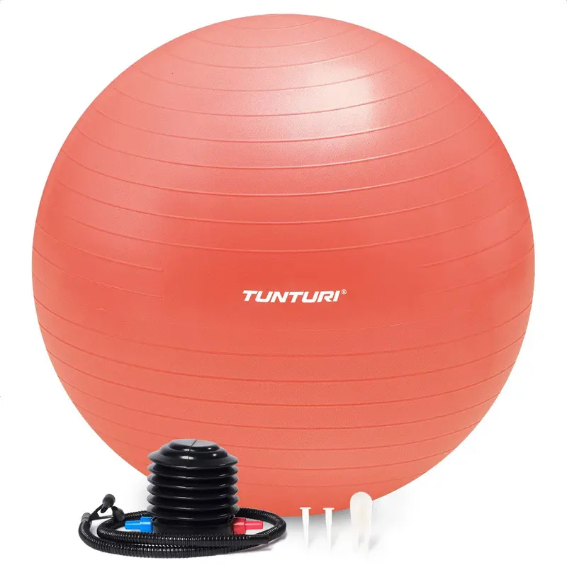 Tunturi anti burst fitness bal met pomp - yoga bal 55 cm - pilates bal - zwangerschapsbal – 220 kg gebruikersgewicht - incl trainingsapp – rose goud