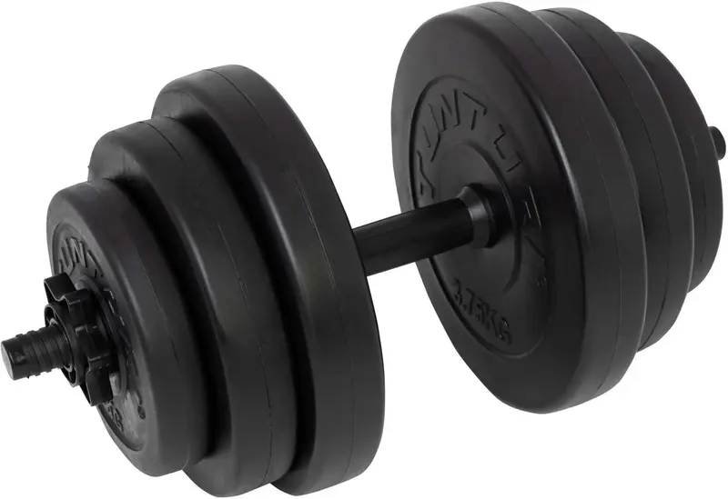 Tunturi dumbbellset - halterset - totaal 15 kg - zwart vinyl - incl. gratis fitness app