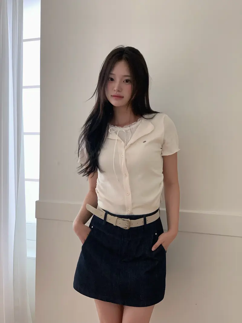 [TWEE] Poiner Layered Ribbed Short-Sleeve T-Shirt