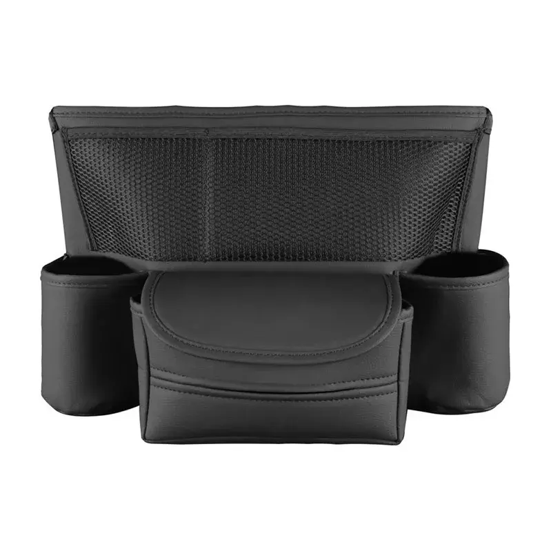 Universal Car Seat Middle Storage Bag–PU Leather Armrest Organizer Black