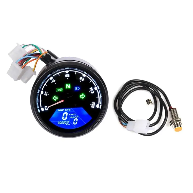 Universal Digital Motorcycle Odometer Speedometer Tachometer Gauge with LCD Backlight Suitable For All Motorcycles