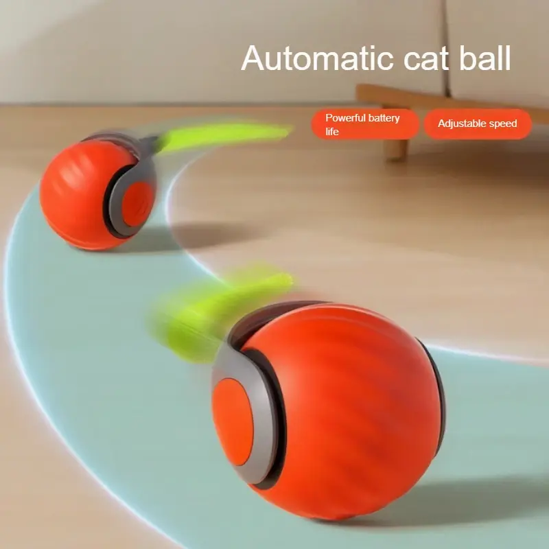 USB Rechargeable Smart Cat Ball Toy – Automatic Rolling Ball with Faux Tail for Active Kitten Training & Play