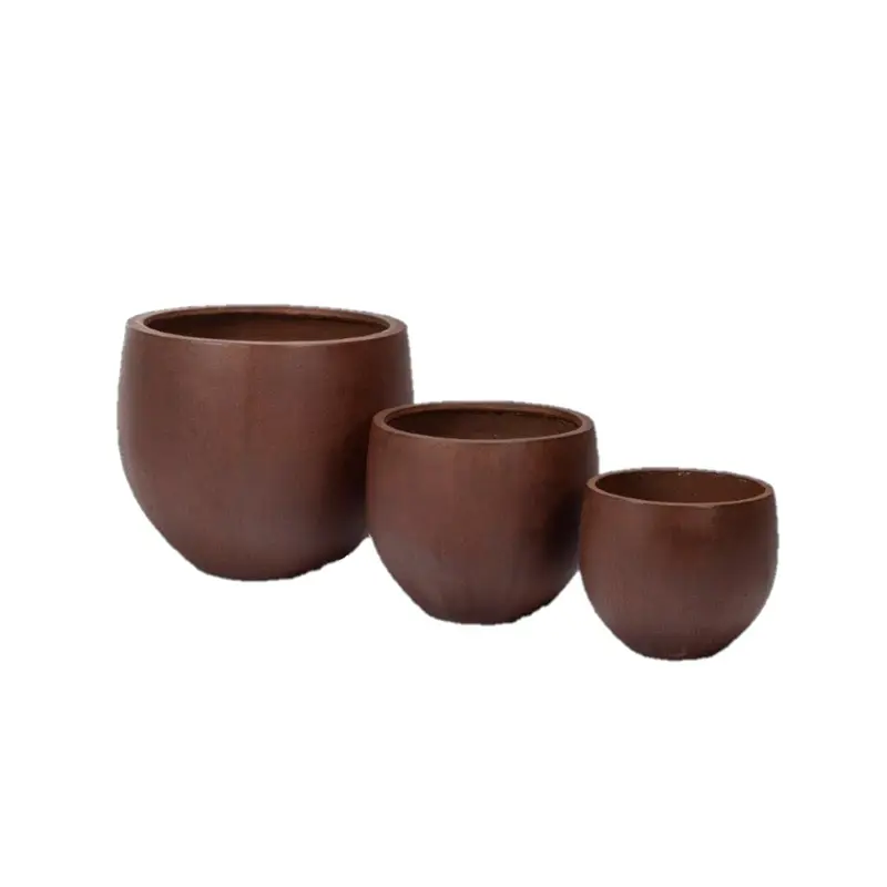 Vaso a Sfera color Ruggine - Fioriera tonda grande