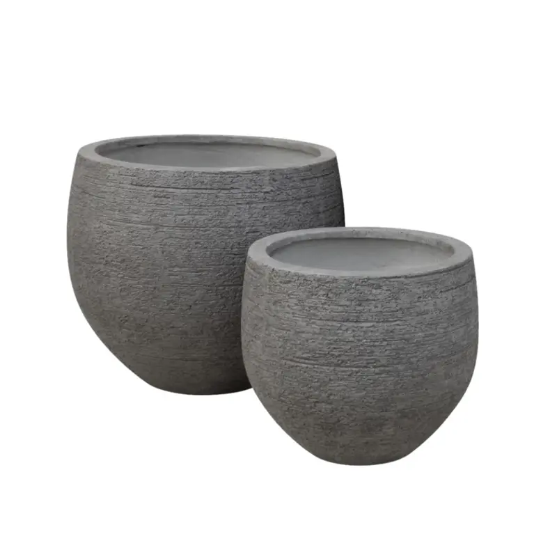 Vaso Tondo in Ficonstone Antracite - Vaso a sfera