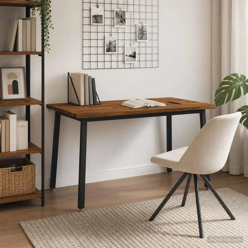 Vidaxl 140 x 70 x 75 cm massief acaciahout naturel en zwart