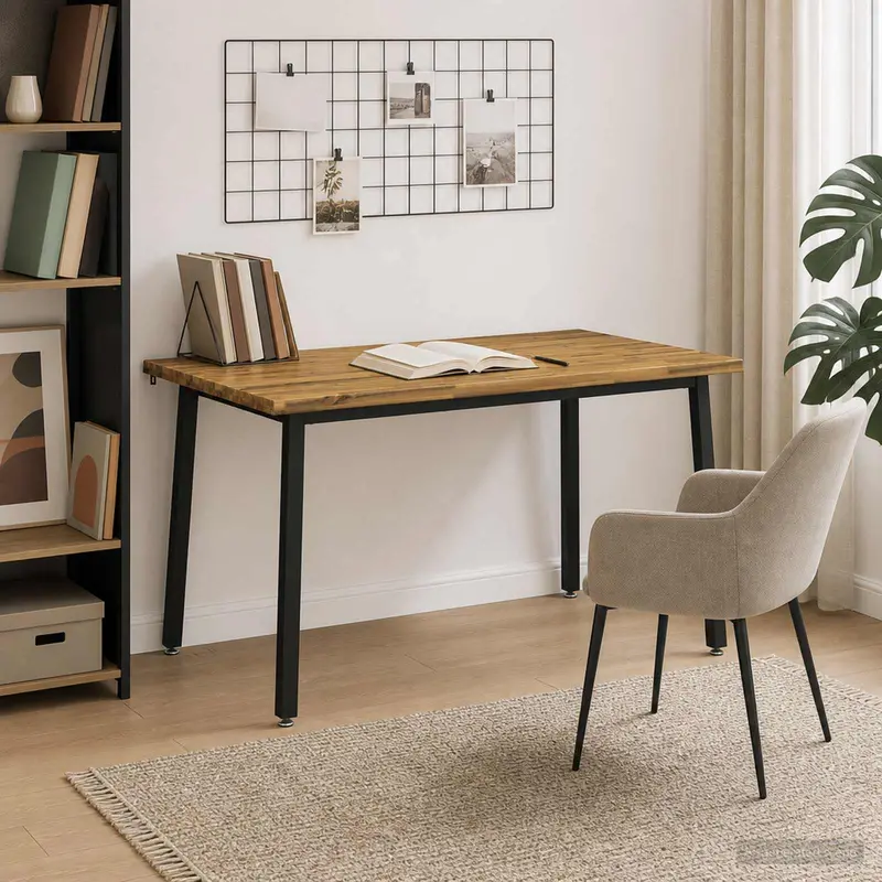 Vidaxl 140 x 70 x 75 cm massief acaciahout wit en zwart rechthoekig
