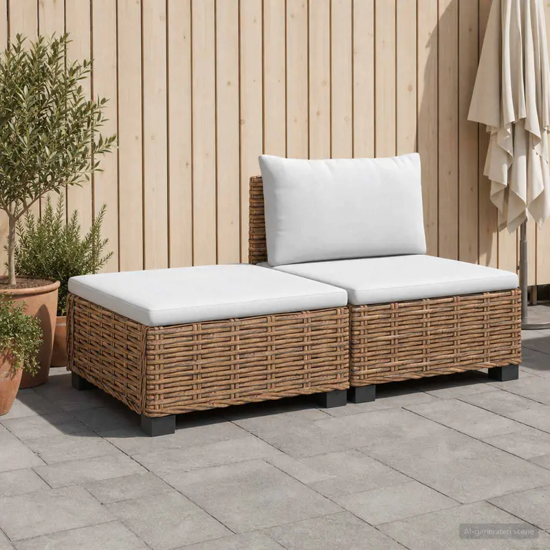 Vidaxl 2 st rieten loungeset met kussens gendt natuurlijk rattan