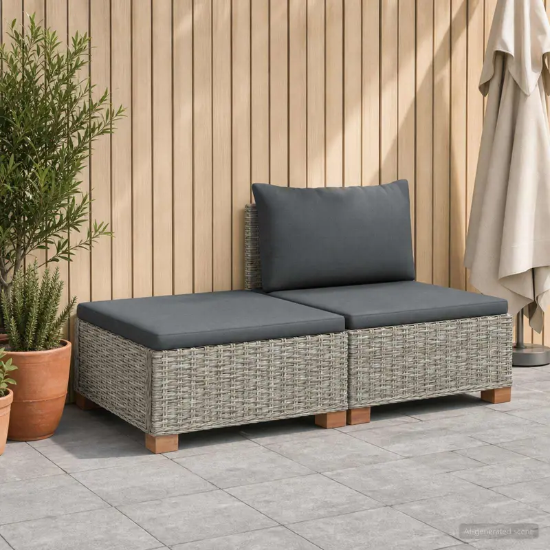 Vidaxl 2 st rieten loungeset met kussens gendt natuurlijk rattan