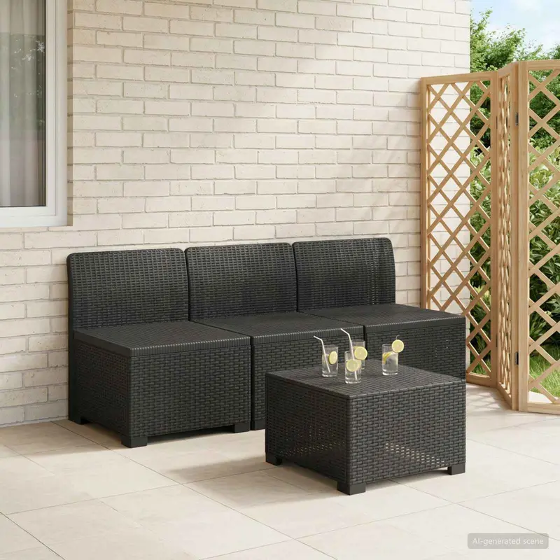 Vidaxl 3-zits tuinbank in rattan look 3-zits pp antraciet