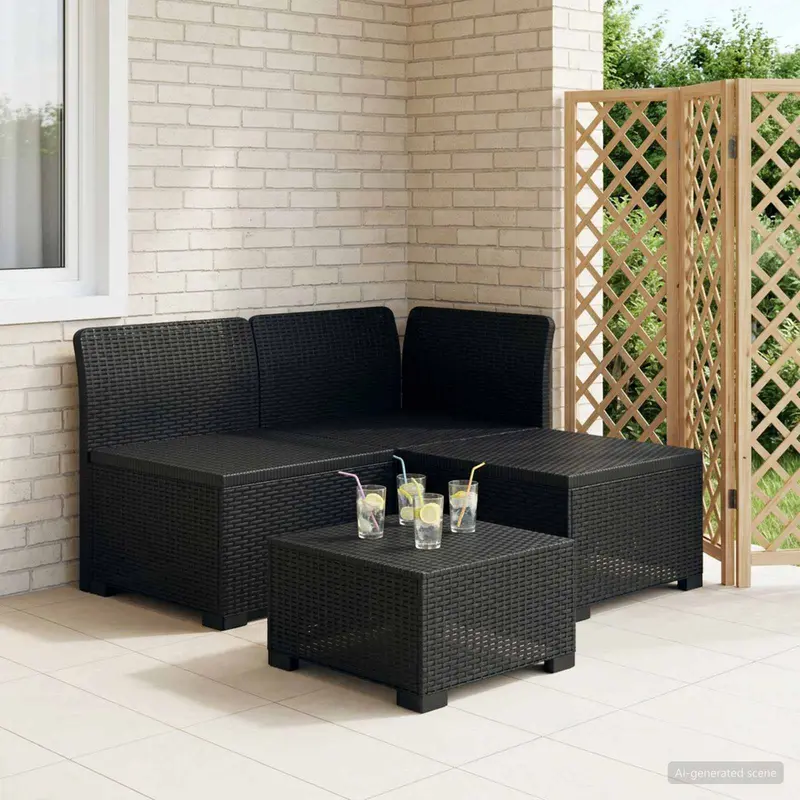 Vidaxl 3-zits tuinbank in rattan look 3-zits pp antraciet