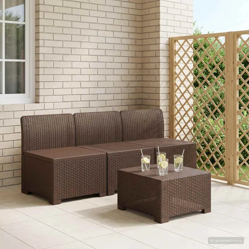 Vidaxl 3-zits tuinbank in rattan look 3-zits pp bruin