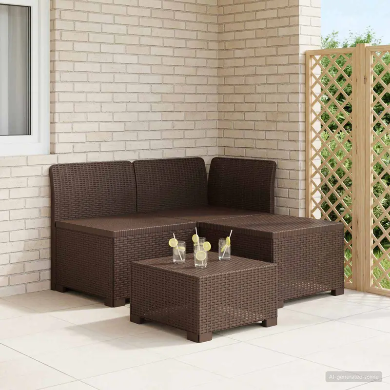 Vidaxl 3-zits tuinbank in rattan look 3-zits pp bruin