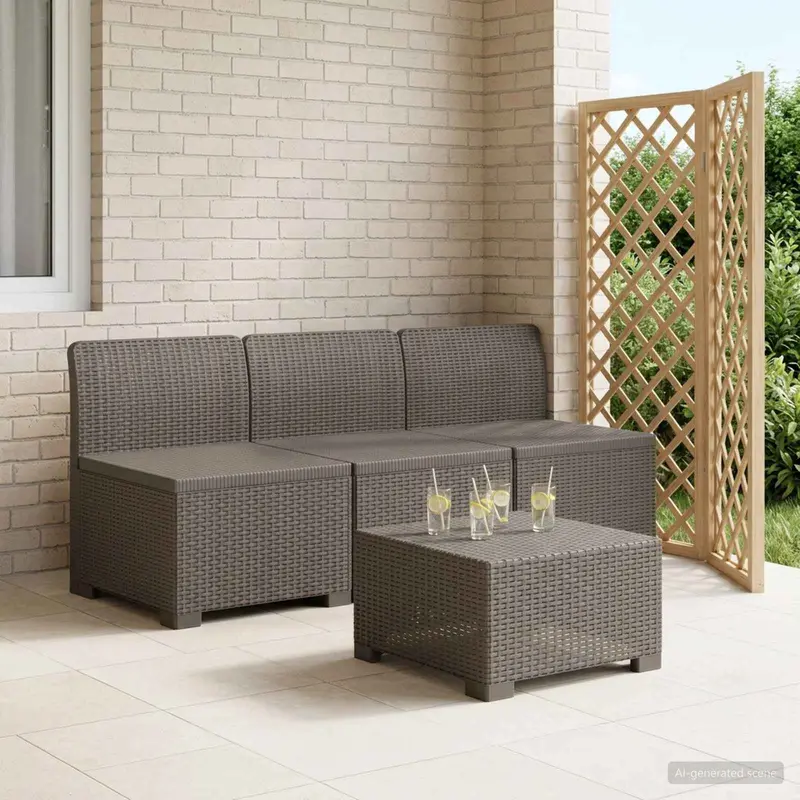 Vidaxl 3-zits tuinbank in rattan look 3-zits pp lichtgrijs