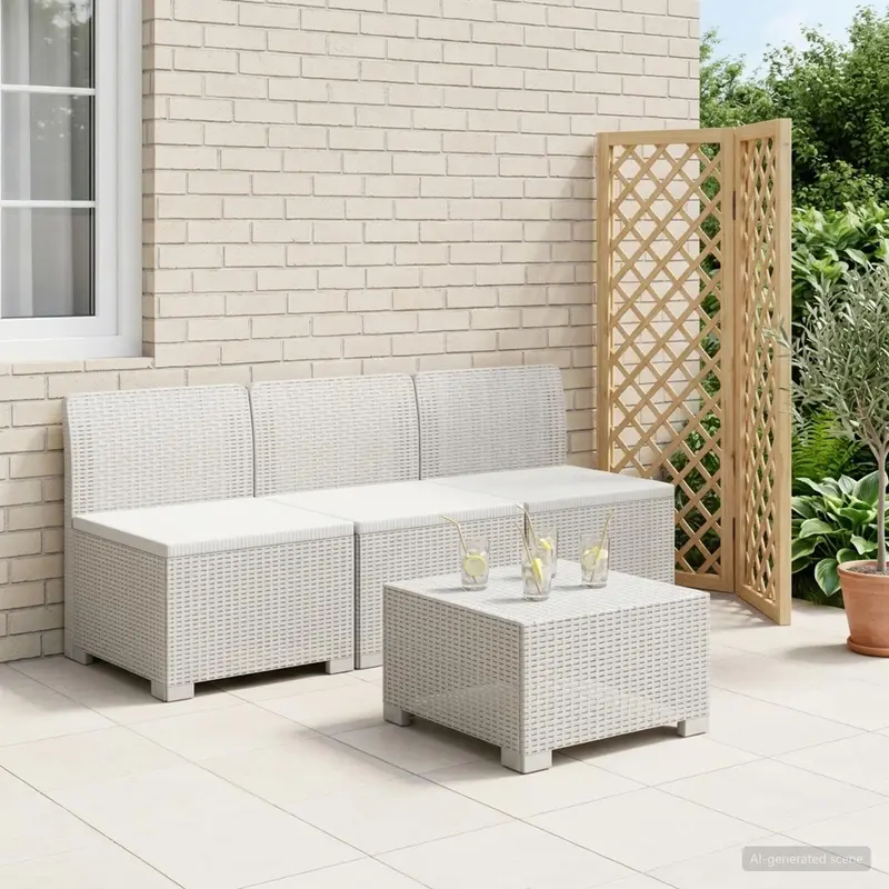 Vidaxl 3-zits tuinbank in rattan look 3-zits pp wit
