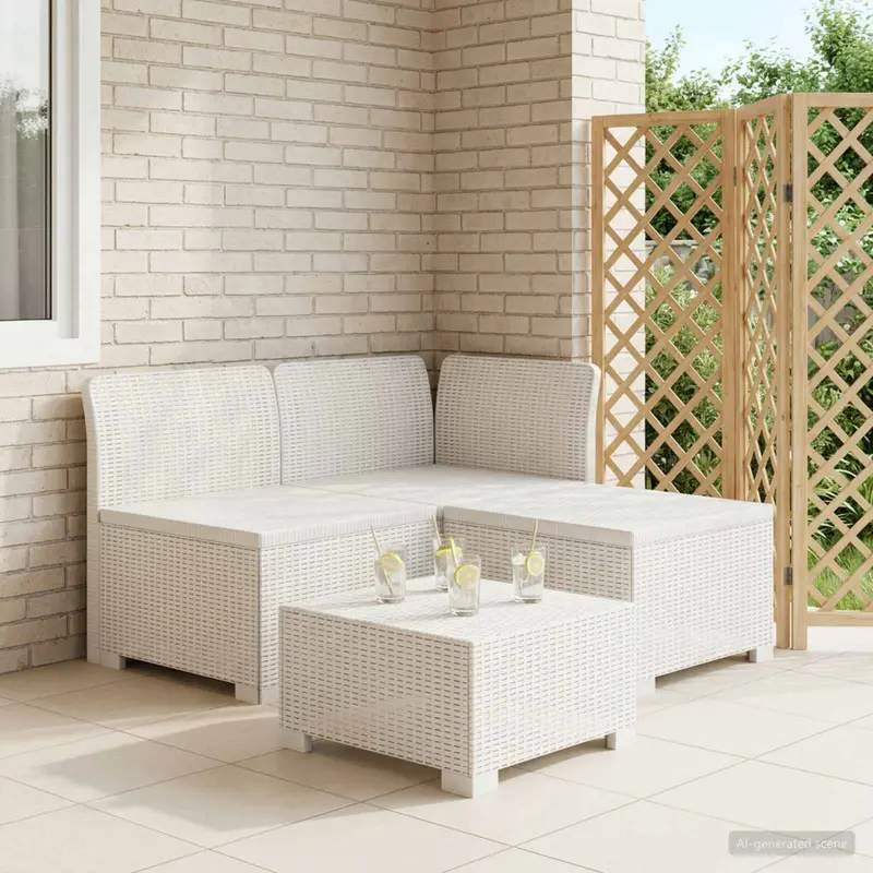 Vidaxl 3-zits tuinbank in rattan look 3-zits pp wit