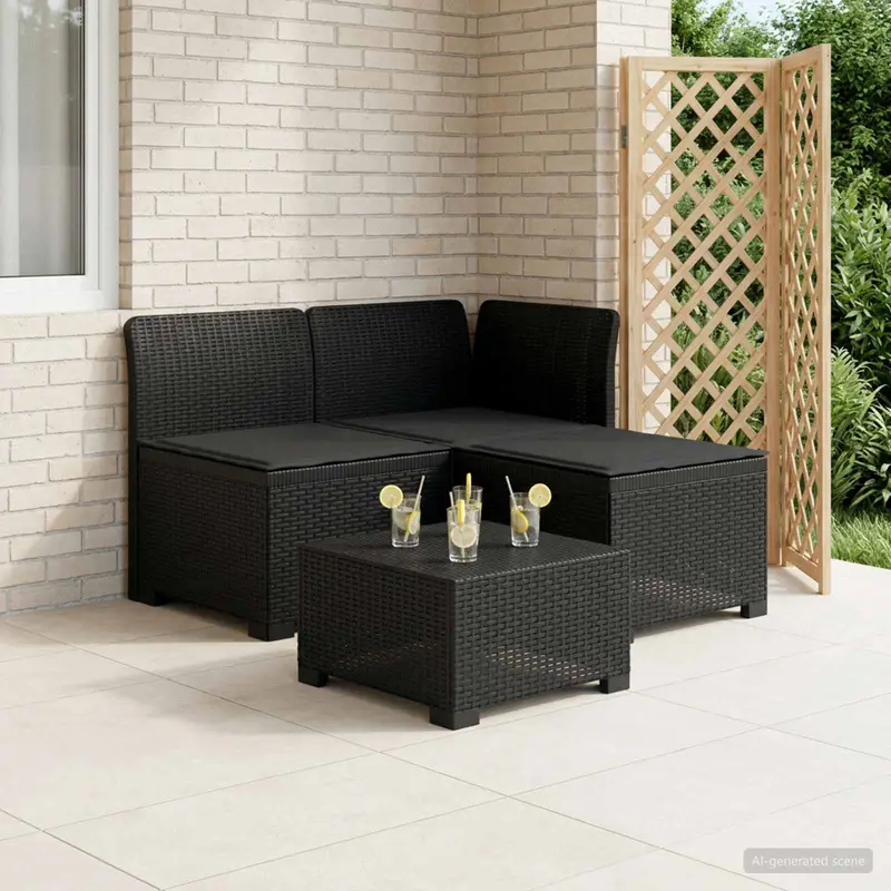 Vidaxl 3-zits tuinbank met kussens in rattanlook 3-zits pp antraciet