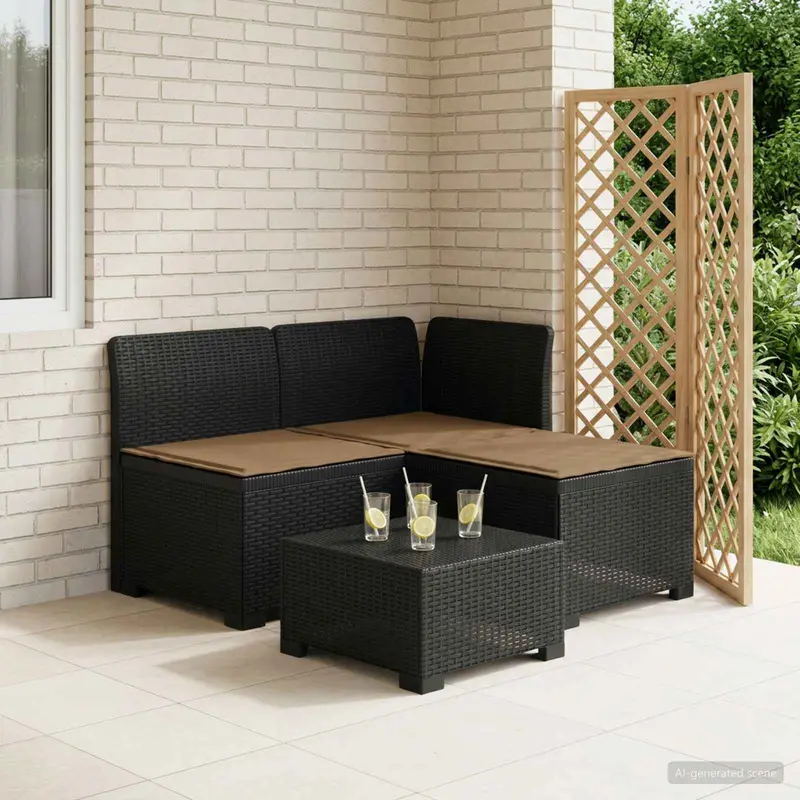 Vidaxl 3-zits tuinbank met kussens in rattanlook 3-zits pp antraciet