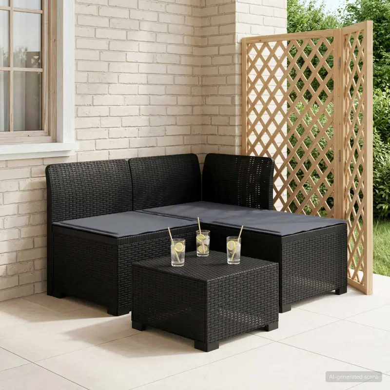 Vidaxl 3-zits tuinbank met kussens in rattanlook 3-zits pp antraciet