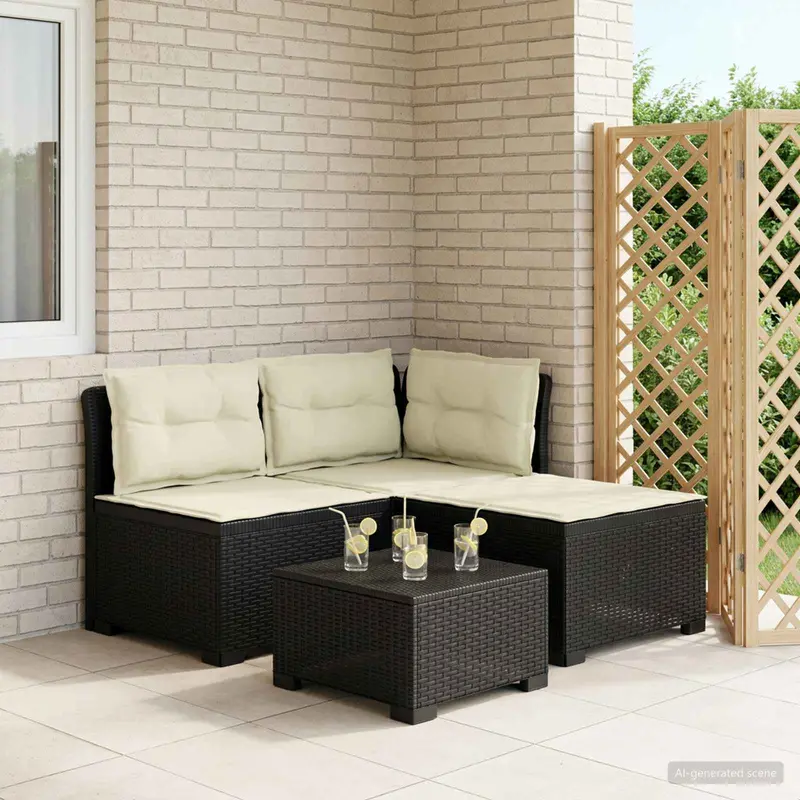Vidaxl 3-zits tuinbank met kussens in rattanlook 3-zits pp antraciet