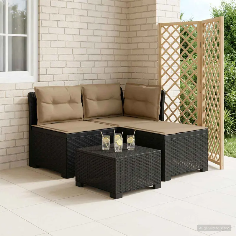Vidaxl 3-zits tuinbank met kussens in rattanlook 3-zits pp antraciet