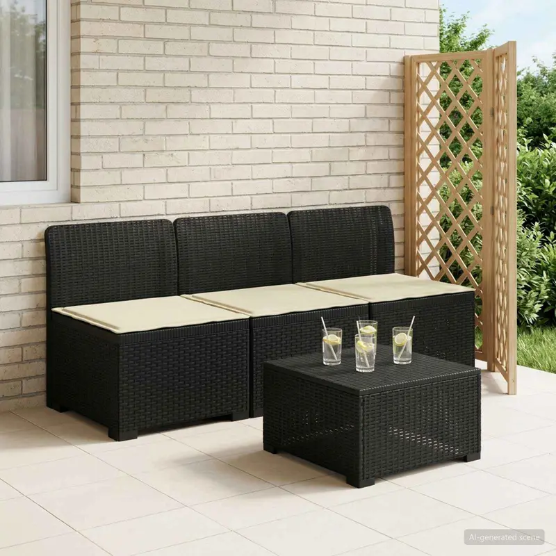 Vidaxl 3-zits tuinbank met kussens in rattanlook 3-zits pp antraciet