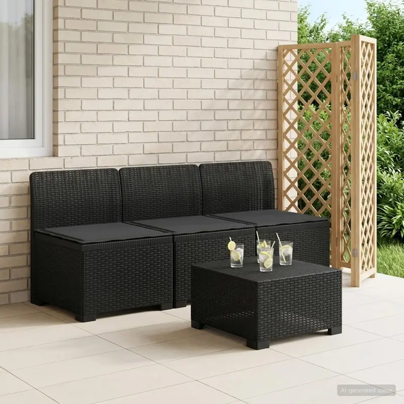 Vidaxl 3-zits tuinbank met kussens in rattanlook 3-zits pp antraciet