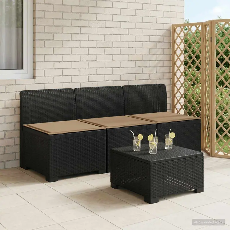 Vidaxl 3-zits tuinbank met kussens in rattanlook 3-zits pp antraciet