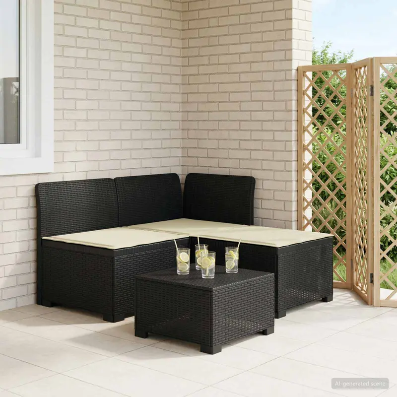 Vidaxl 3-zits tuinbank met kussens in rattanlook 3-zits pp antraciet