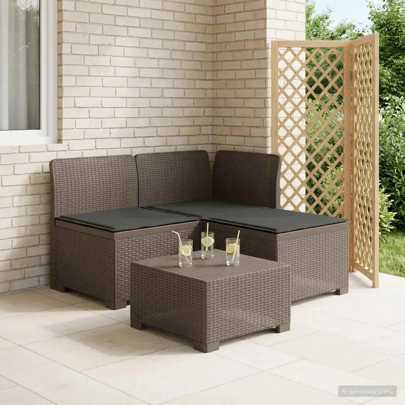Vidaxl 3-zits tuinbank met kussens in rattanlook 3-zits pp lichtgrijs