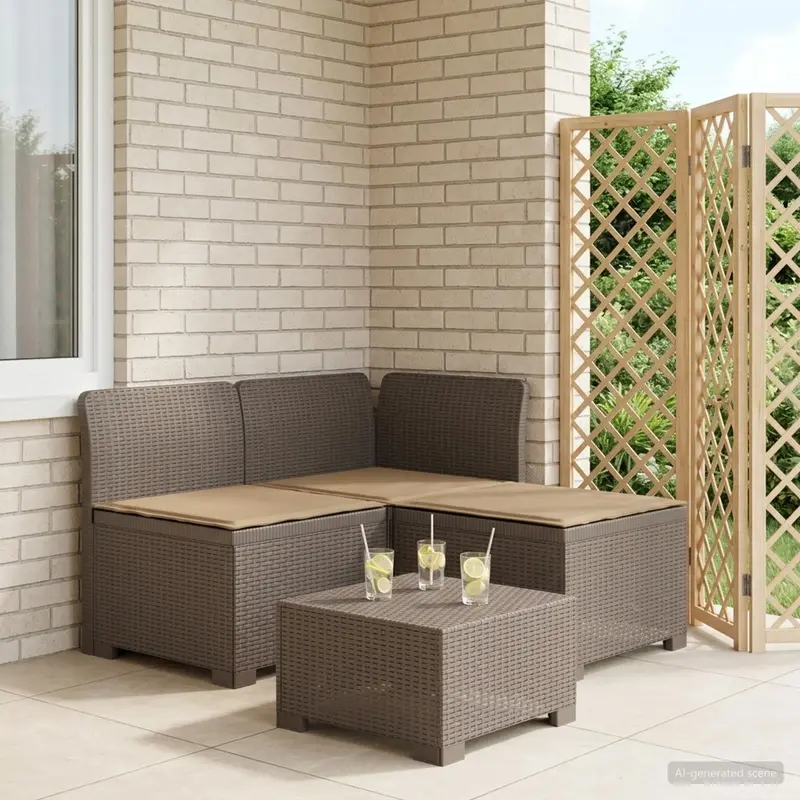 Vidaxl 3-zits tuinbank met kussens in rattanlook 3-zits pp lichtgrijs