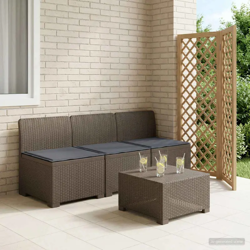 Vidaxl 3-zits tuinbank met kussens in rattanlook 3-zits pp lichtgrijs