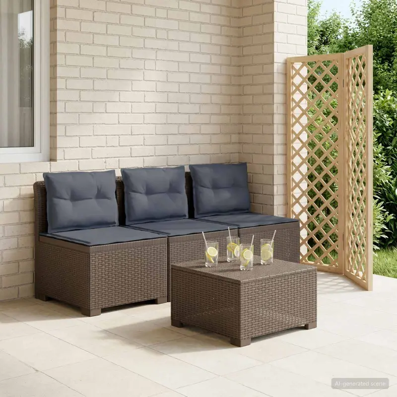 Vidaxl 3-zits tuinbank met kussens in rattanlook 3-zits pp lichtgrijs