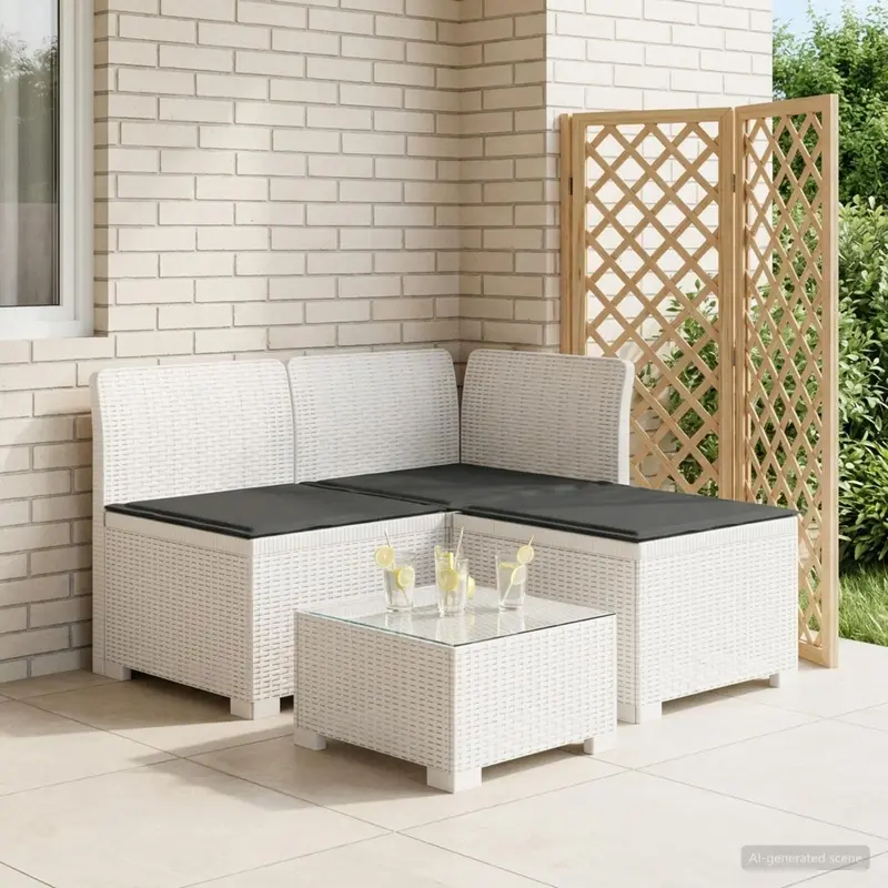 Vidaxl 3-zits tuinbank met kussens in rattanlook 3-zits pp wit