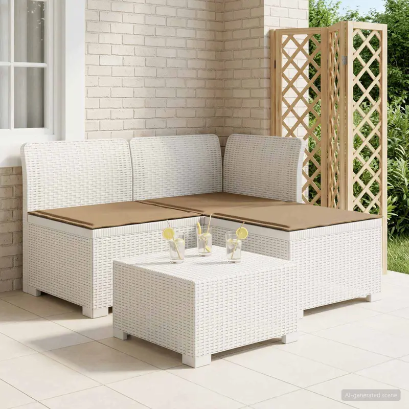 Vidaxl 3-zits tuinbank met kussens in rattanlook 3-zits pp wit