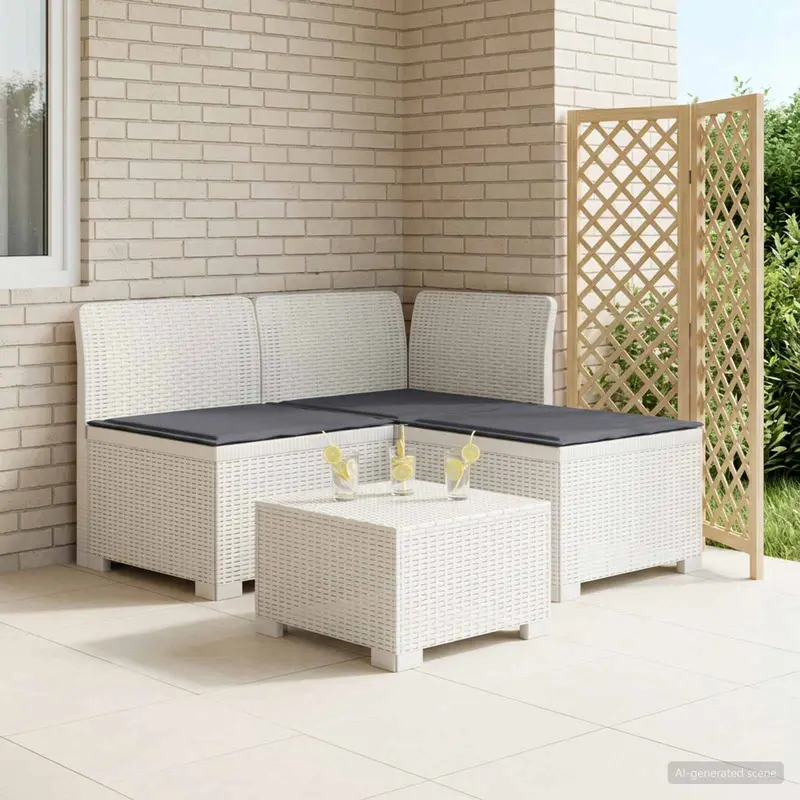 Vidaxl 3-zits tuinbank met kussens in rattanlook 3-zits pp wit