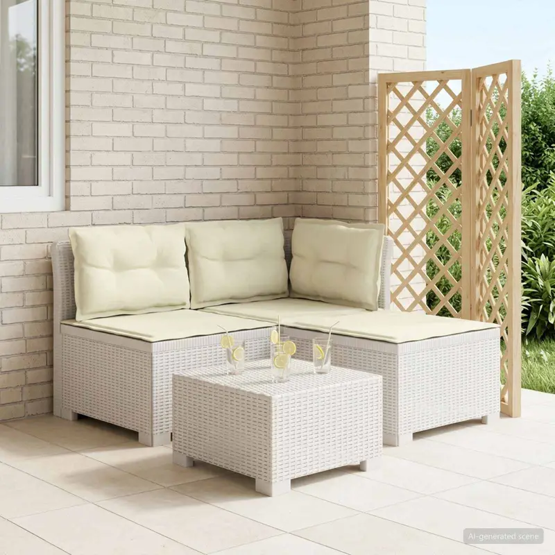 Vidaxl 3-zits tuinbank met kussens in rattanlook 3-zits pp wit