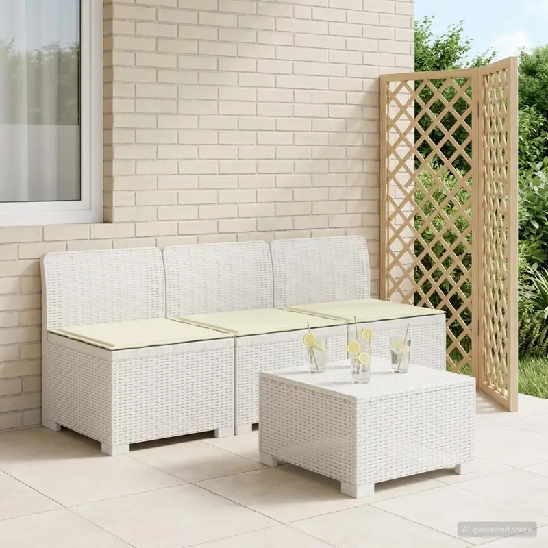 Vidaxl 3-zits tuinbank met kussens in rattanlook 3-zits pp wit