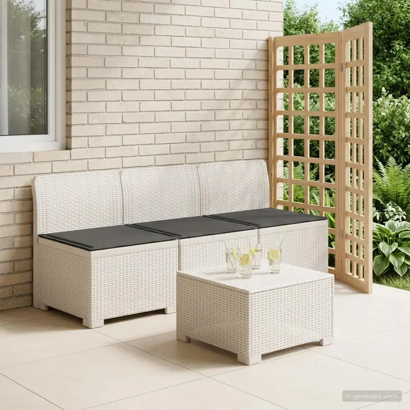 Vidaxl 3-zits tuinbank met kussens in rattanlook 3-zits pp wit
