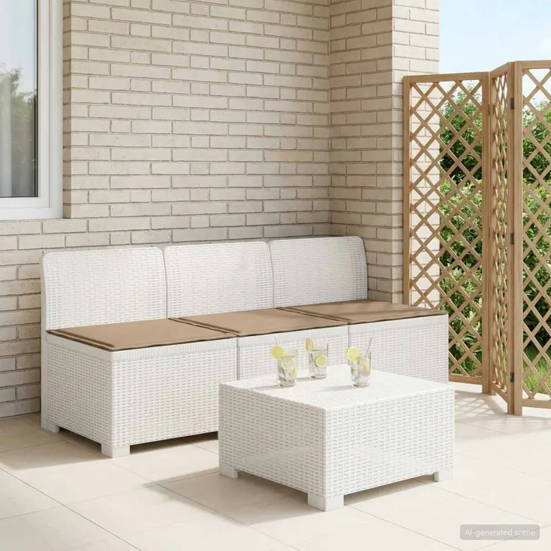 Vidaxl 3-zits tuinbank met kussens in rattanlook 3-zits pp wit