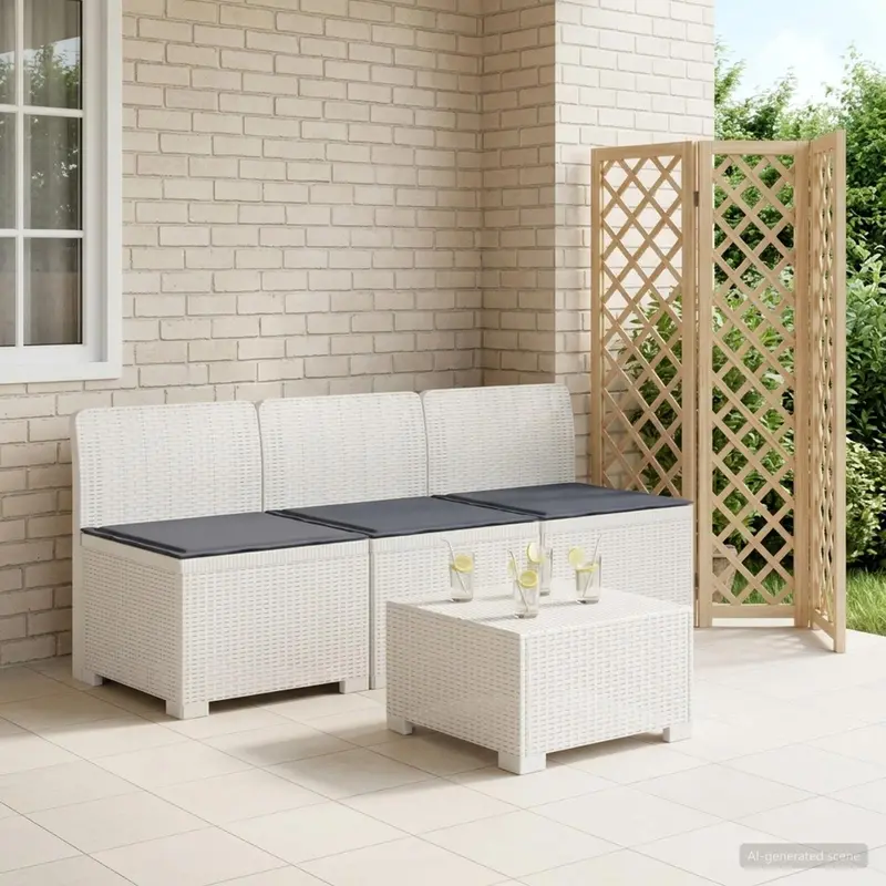 Vidaxl 3-zits tuinbank met kussens in rattanlook 3-zits pp wit