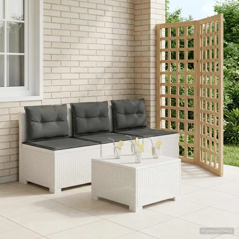 Vidaxl 3-zits tuinbank met kussens in rattanlook 3-zits pp wit